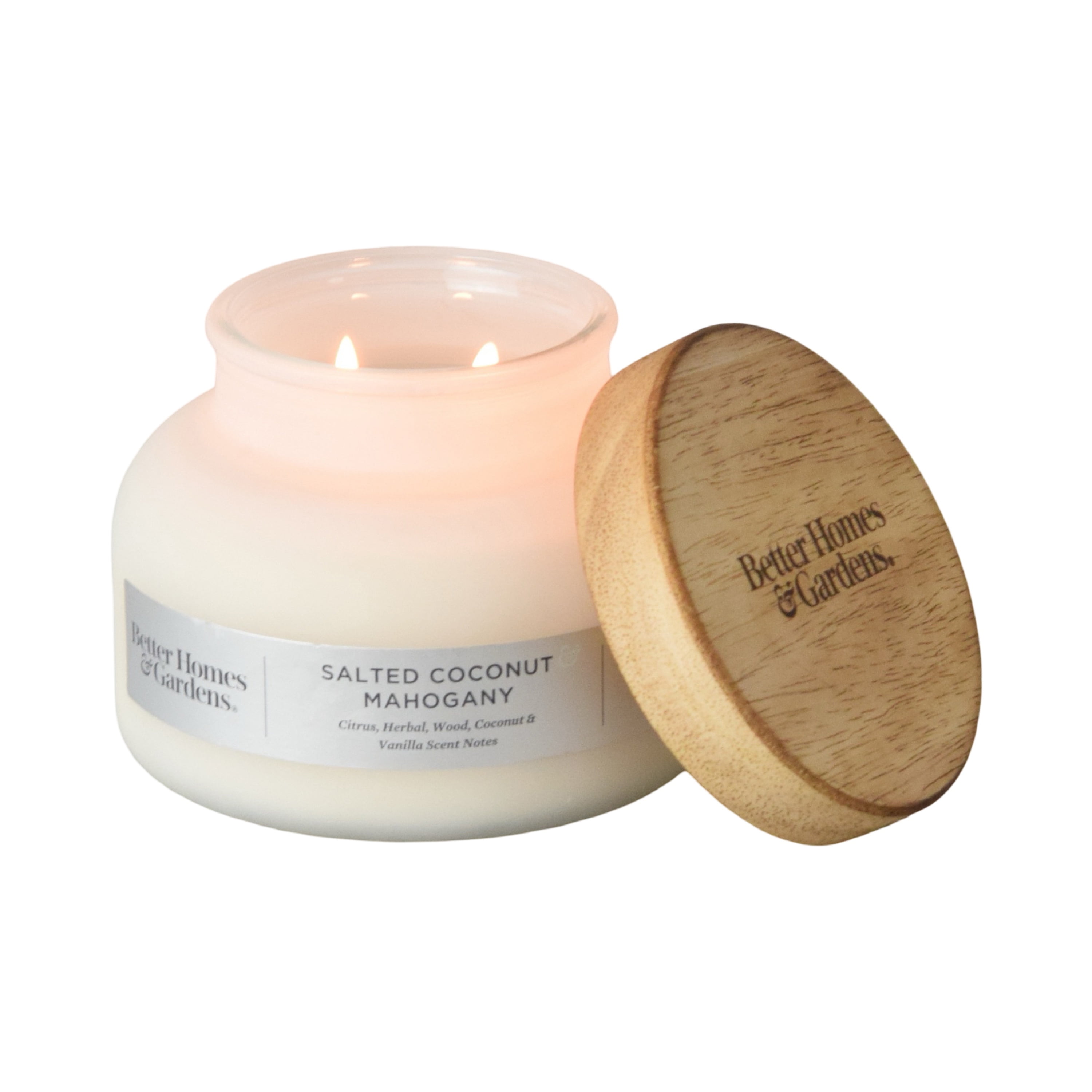 White Salted Coconut Mahogany Scented 2-Wick Bell Jar Candle