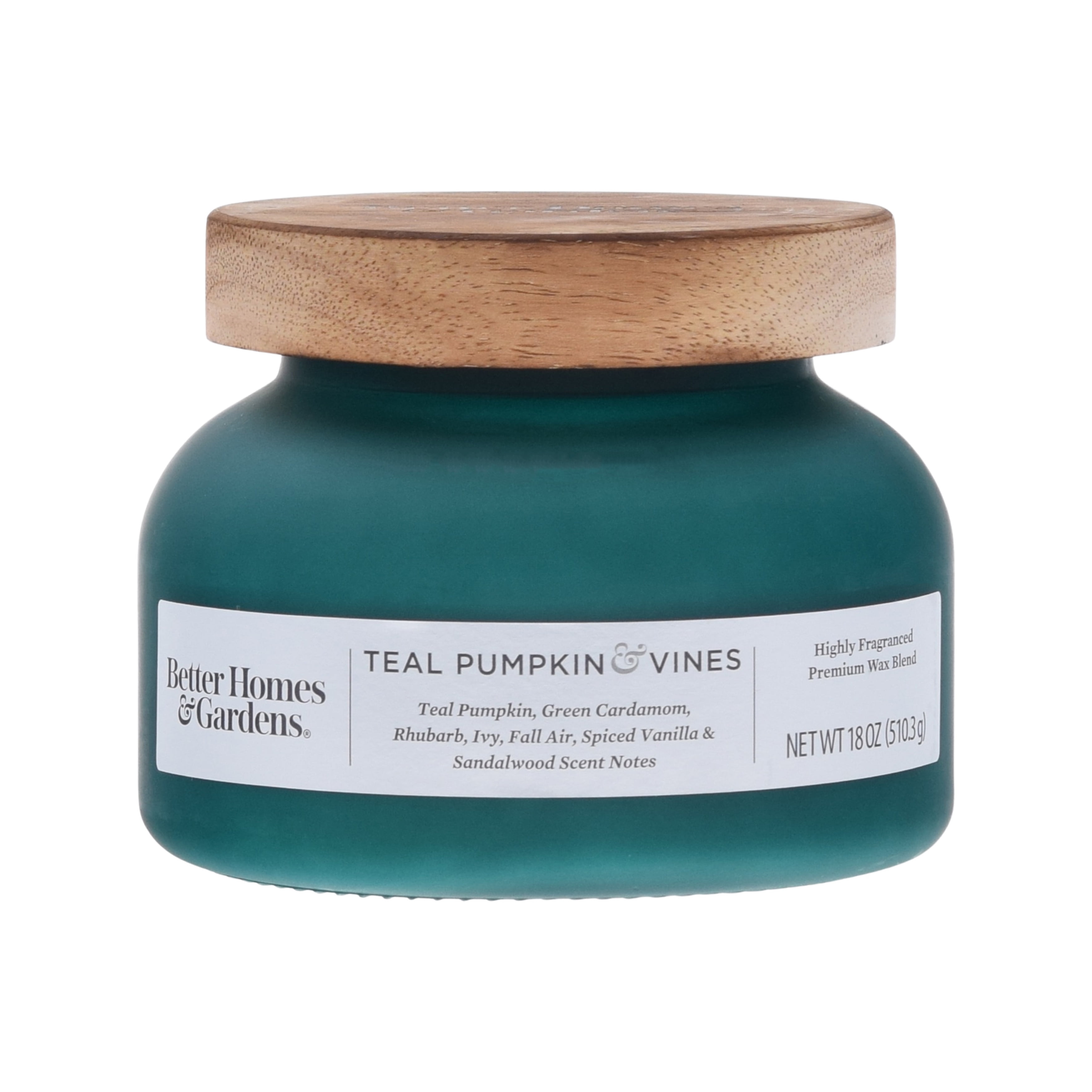 Better Homes & Gardens 18oz Teal Pumpkin & Vines Scented 2Wick Frosted