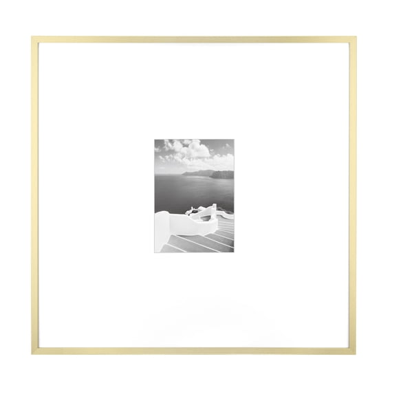 Better Homes & Gardens 18 x 18 Gold Metal Gallery Wall Picture Frame, Matted to 5 x 7