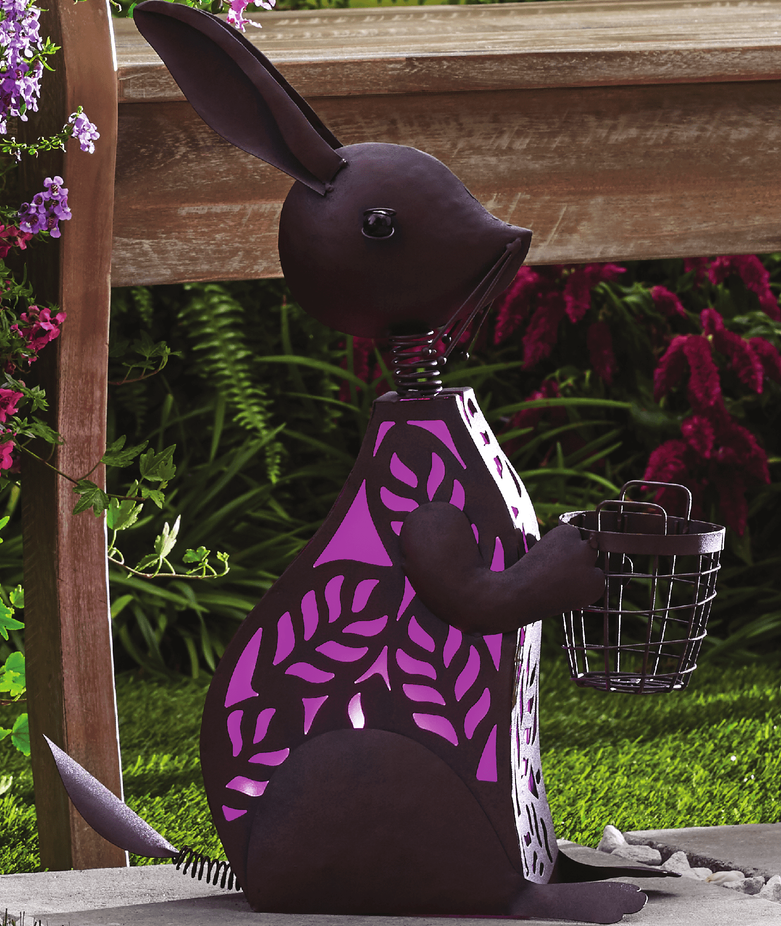 Better Homes & Gardens 19.29"H Metal Coffee Brown Solar Rabbit