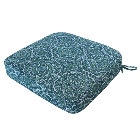 Better Homes & Gardens 19" x 18" Premium Blue and Green Medallion Outdoor Seat Cushion