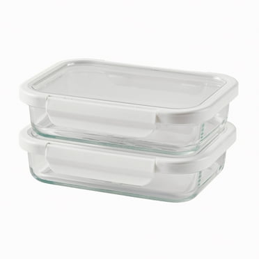 Better Homes & Gardens 2.3Cup Rectangle Glass Food Storage Container with Tritan Lid. Set of 2, 4 Pieces