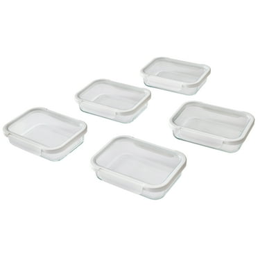 Better Homes & Gardens 2.3Cup Rectangle Glass Food Storage Container with Tritan Lid. Set of 5, 10 Pieces
