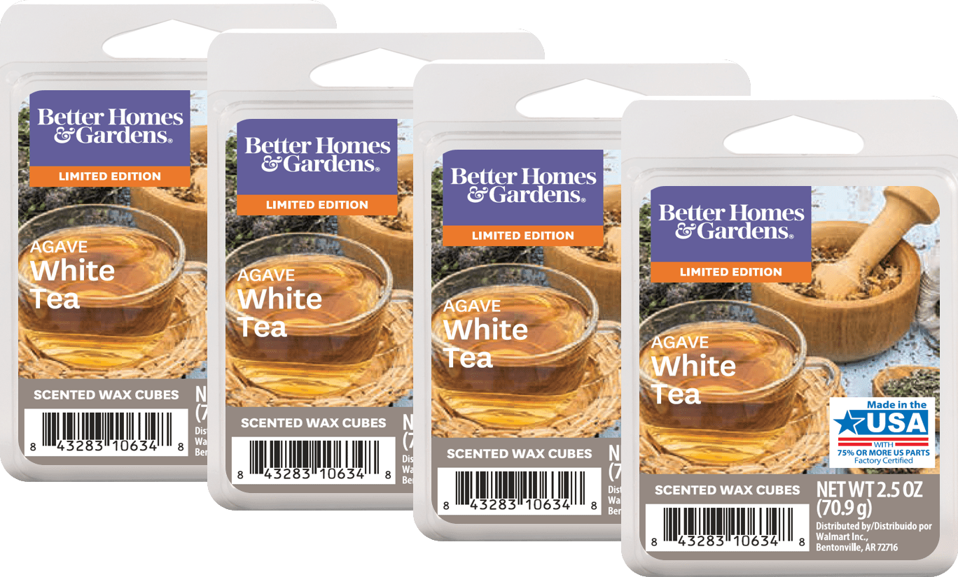 Better Homes & Gardens 2.5 oz Agave White Tea Scented Wax Melts, 4Pack