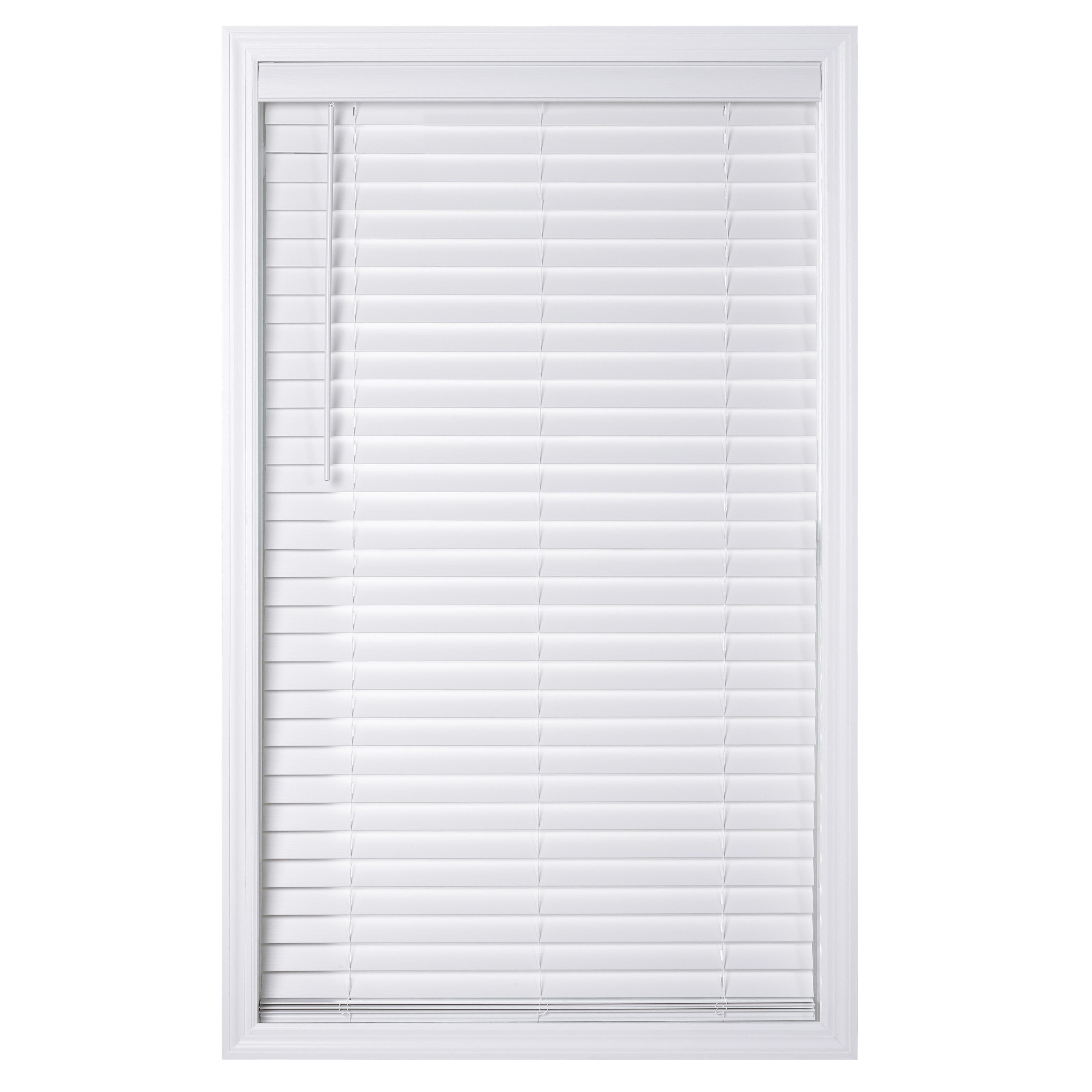 Better Homes & Gardens 2" Cordless Faux Wood Horizontal Blinds, White, 46" W x 64" L