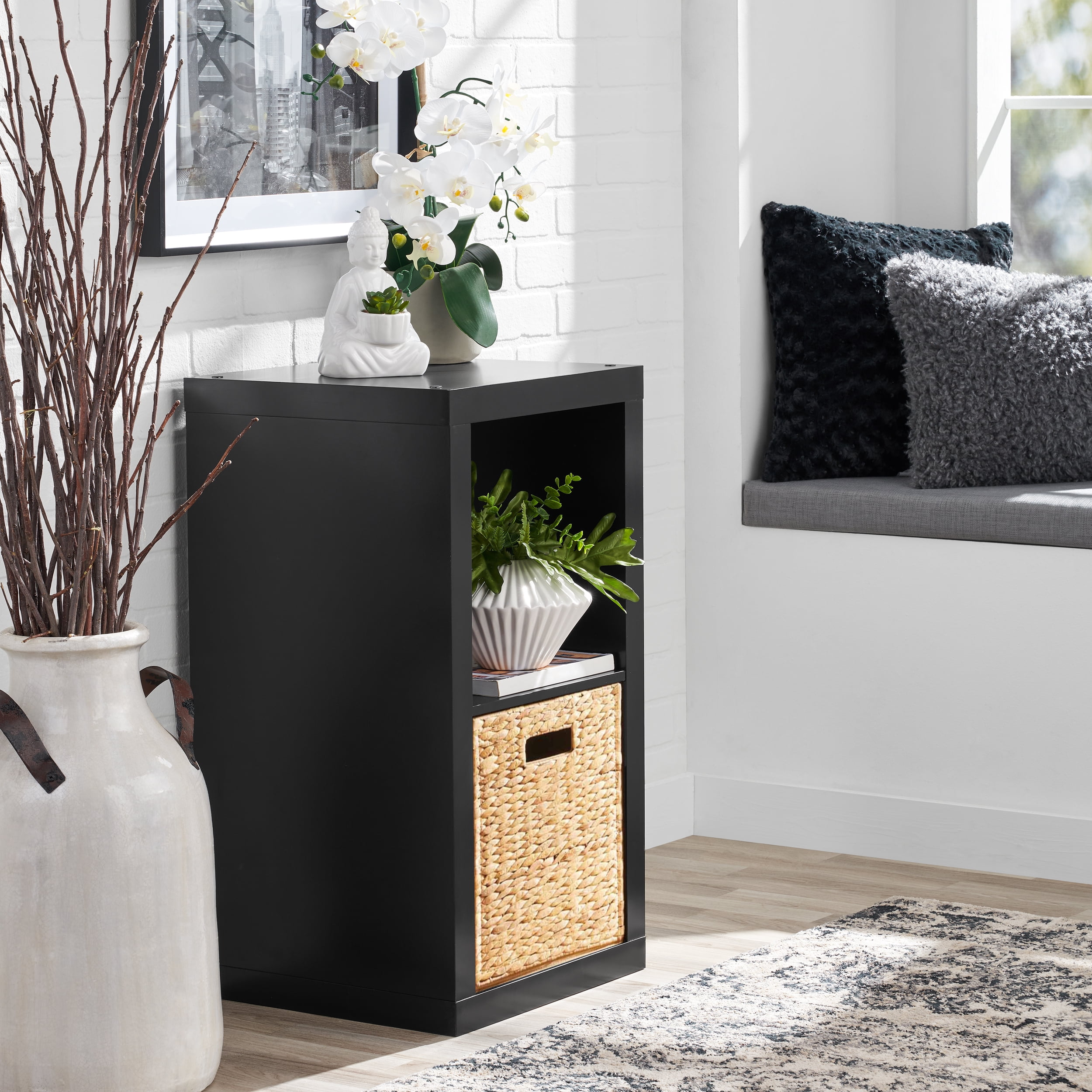 Better Homes & Gardens 2 Cube Storage Organizer, Solid Black