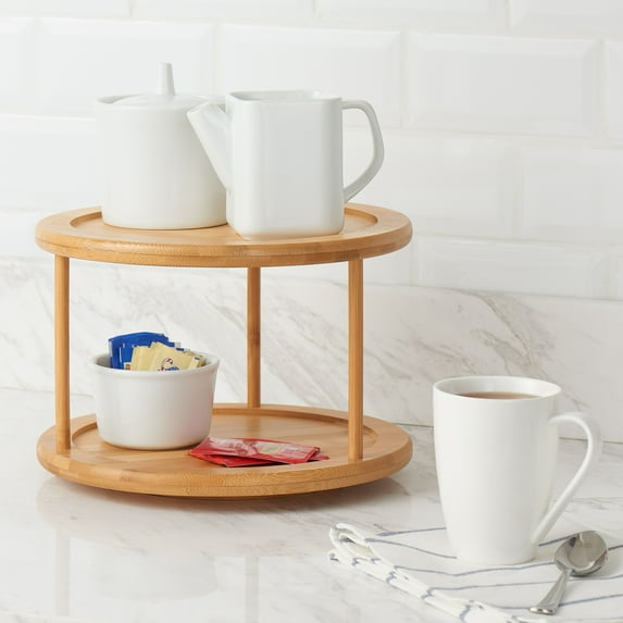 Better Homes & Gardens 2-Level Lazy Susan Bamboo Turn Table