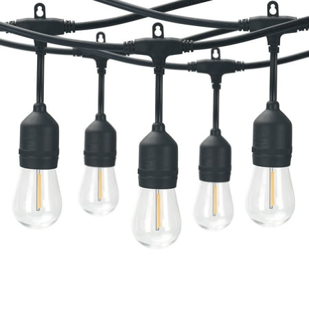 Better Homes & Gardens 48-Foot Outdoor Commercial String Lights, 24 Shatterproof LED Bulbs, Indoor/Outdoor Use