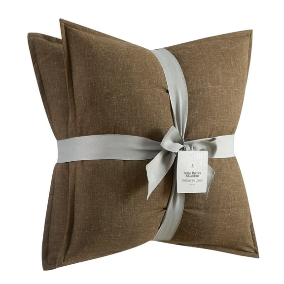 Better Homes & Gardens 2-Pack Linen Pillows, 20"x20" Brown Basket