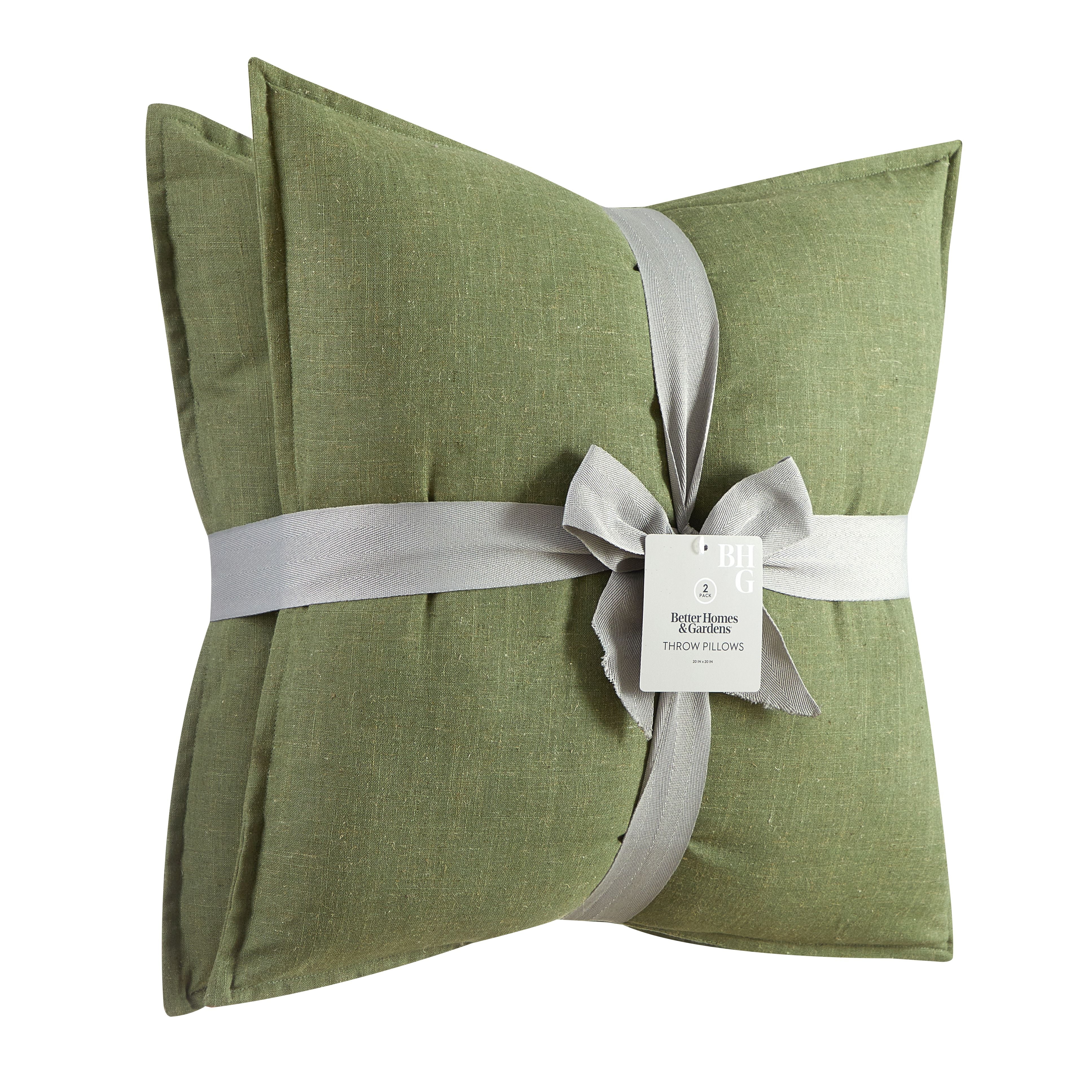 Better Homes & Gardens 2-Pack Linen Pillows, 20"x20" Dark Cilantro - Walmart.com