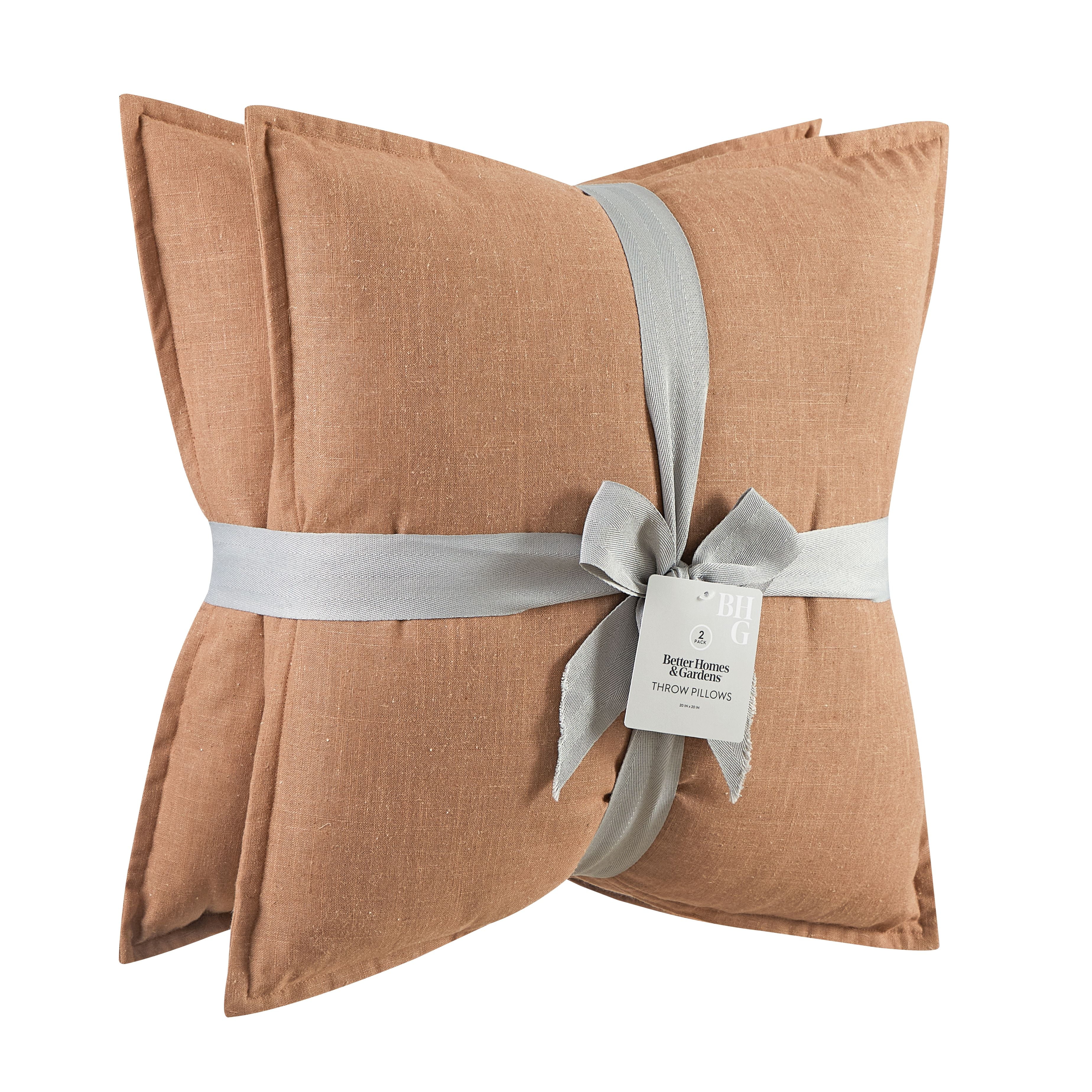 Better Homes & Gardens 2-Pack Linen Pillows, 20"x20" Terracotta Clay - Walmart.com