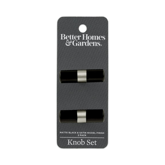 Better Homes & Gardens 2 Pack Matte Black & Satin Nickel Cabinet T-Knobs (4oz)