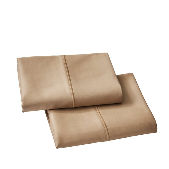 Better Homes & Gardens 2-Piece 100% Cotton 400 Thread Count Dark Caramel Performance Pillowcase Set, Standard/Queen