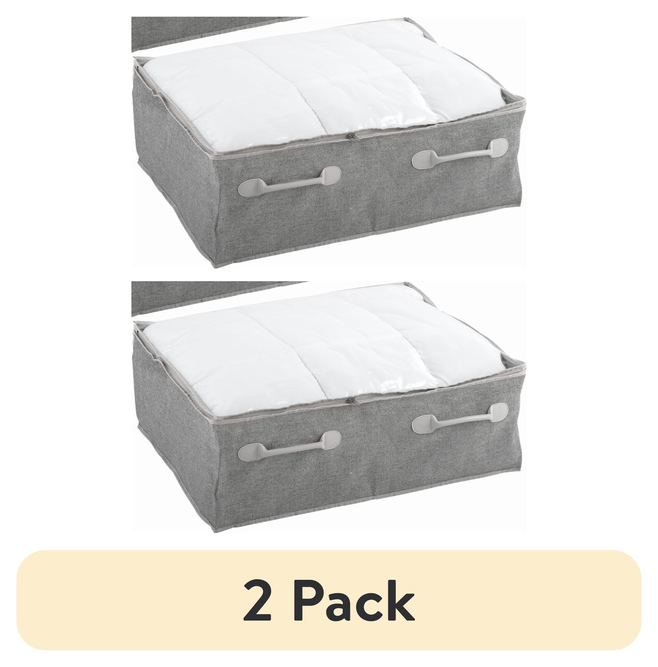 Gray Fabric Underbed Zippered Storage Bin Set, 26" x 21"