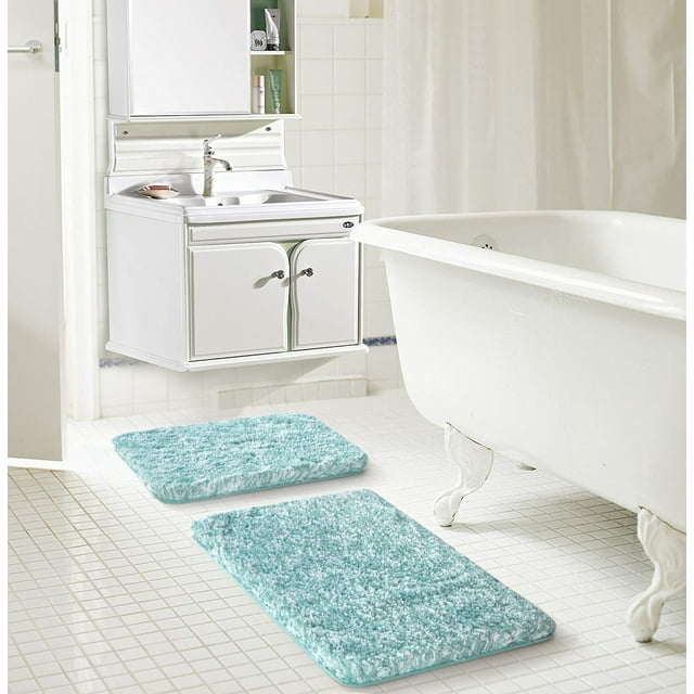 Better Homes & Gardens 2 Piece Extra Soft Cloud Bath Rug Set, Aqua ...