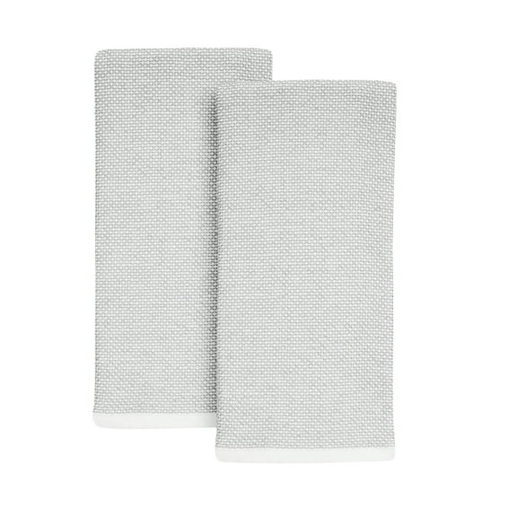Better Homes & Gardens Soft Silver Flat Woven Kitchen Towel, 2-Piece