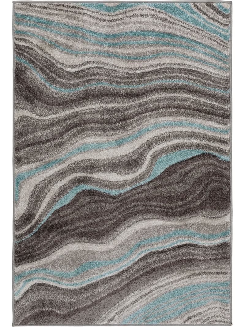 Better Homes & Gardens 2' x 3' Teal Carved Waves Indoor Area Rug