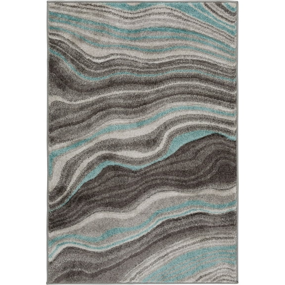 Better Homes & Gardens 2' x 3' Teal Carved Waves Indoor Area Rug