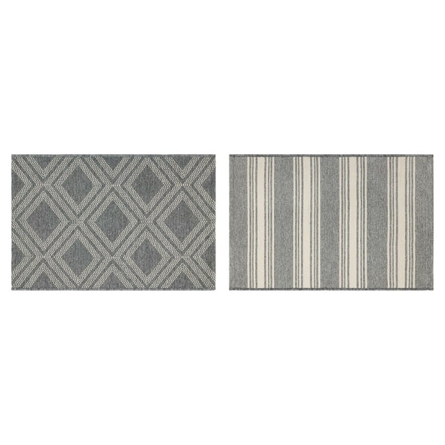Better Homes & Gardens 2'x3' Grey Reversible Indoor/Outdoor Scatter Rug