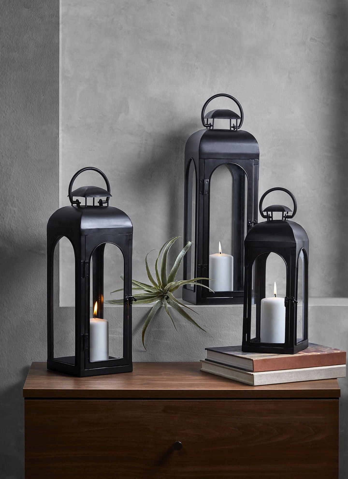 Better Homes & Gardens Black Metal Lantern Candle Holder, 20", Large - Walmart.com