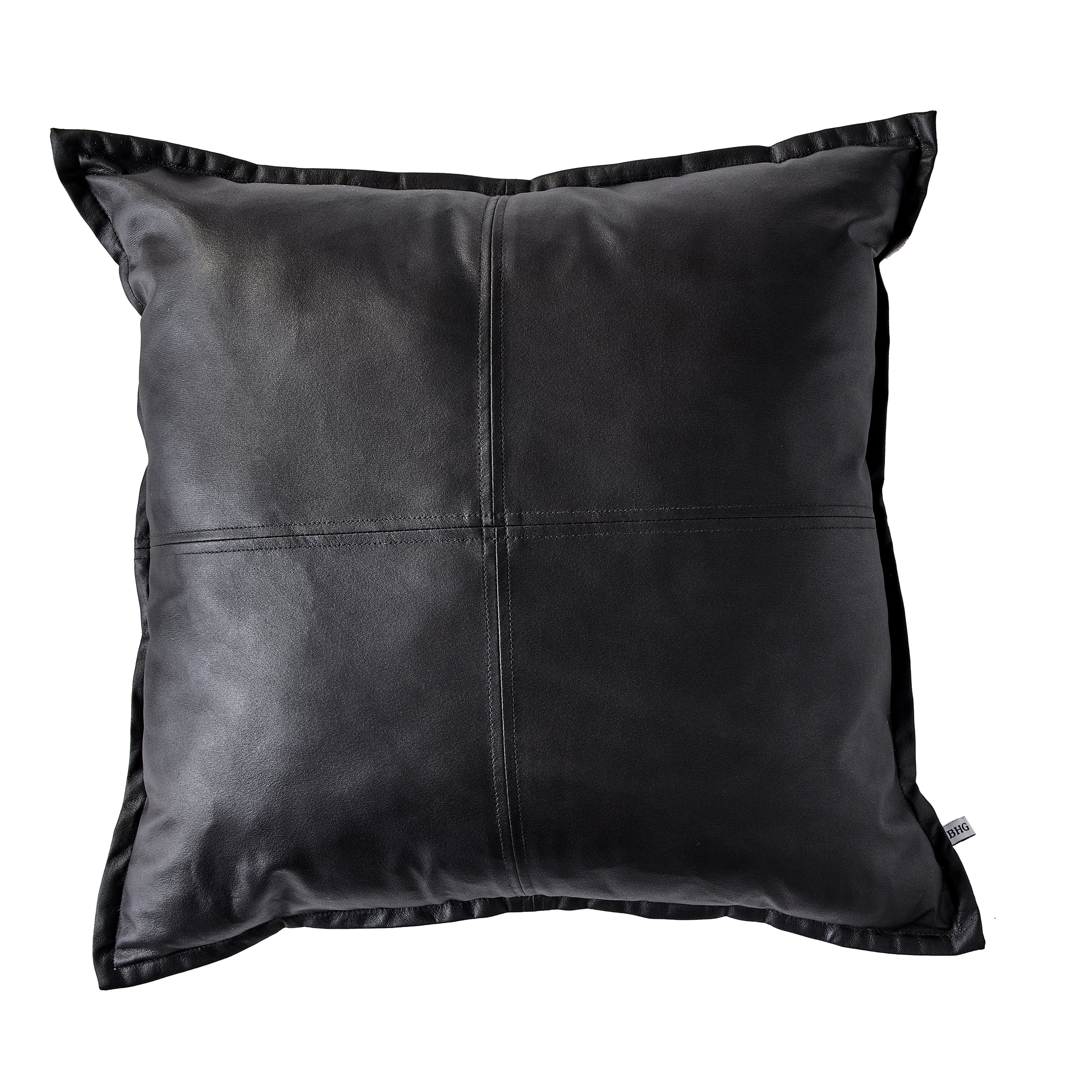 Better Homes & Gardens 20" x 20" Black Vegan Leather Decorative Pillow Cover