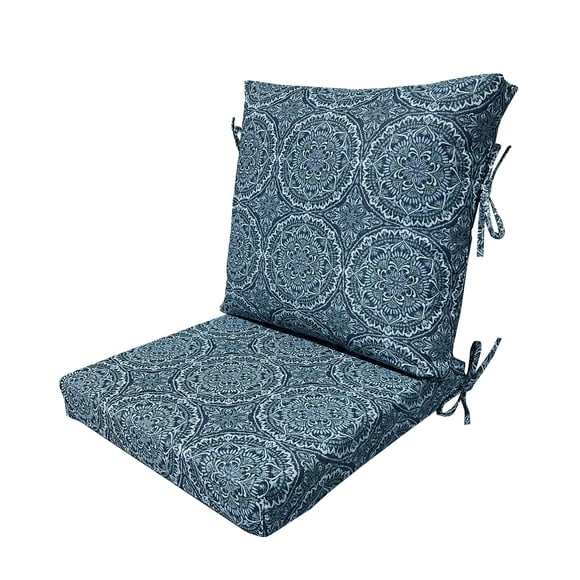 Better Homes & Gardens 20" x 20" Premium Blue and Green Medallion Outdoor Dining Chair Cushion
