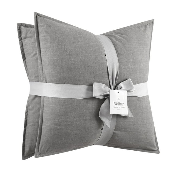 Better Homes & Gardens 20"x20" Grey Bisque 2-Pack Linen Decorative Pillows