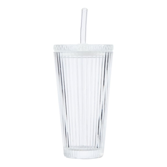 Better Homes & Gardens 21 oz Ribbed Glass Tumbler, Clear