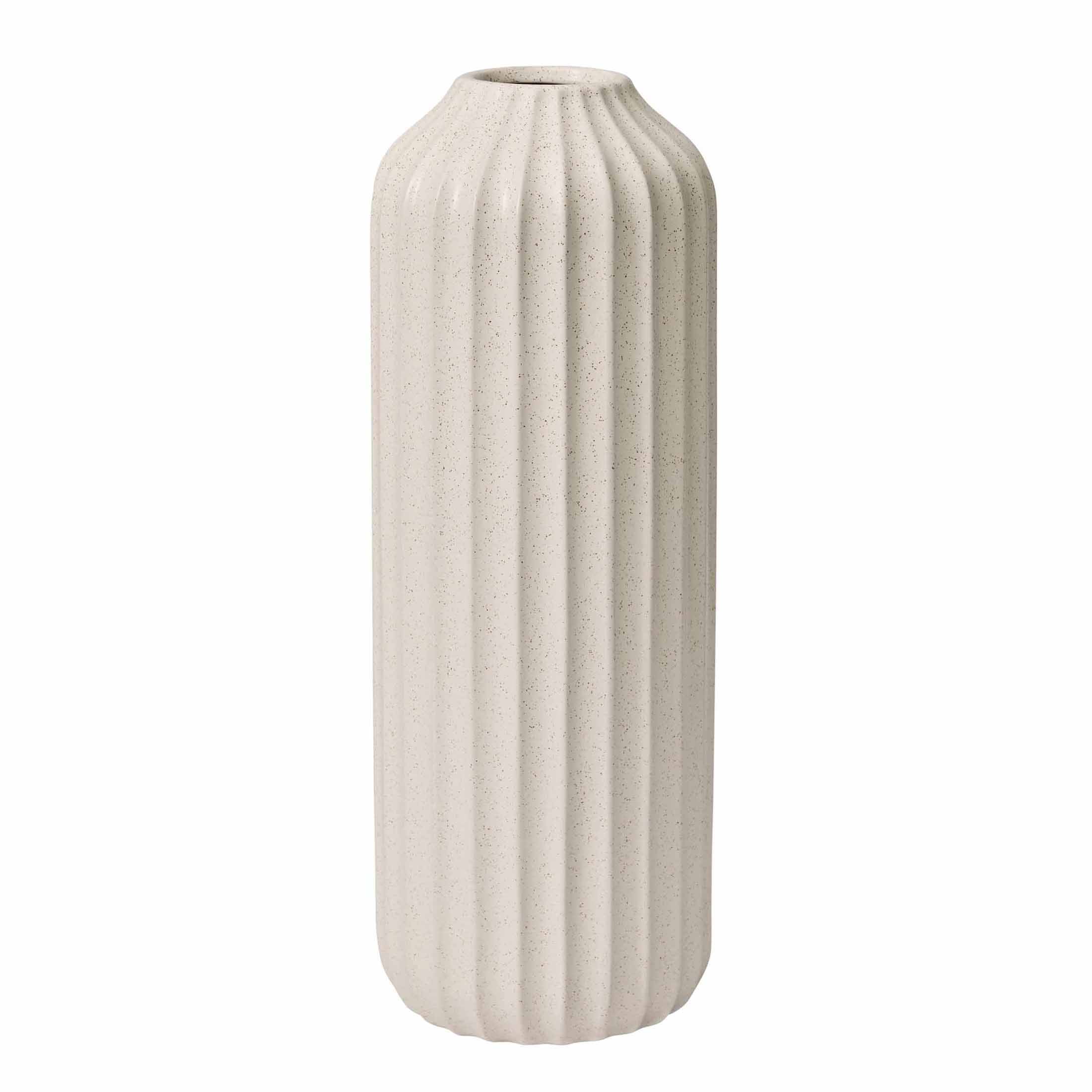 Better Homes & Gardens 22" Speckled Ribbed Ceramic Floor Vase, Cream White - Walmart.com