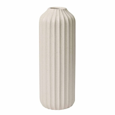 Better Homes & Gardens 22" Speckled Ribbed Ceramic Floor Vase, Cream White