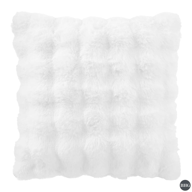 Better Homes & Gardens 22x22 White Bubble Faux Fur Pillow, Soft