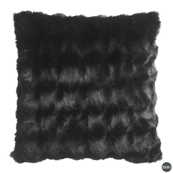 Better Homes & Gardens Faux Fur Bubble 22" x 22" Decorative Pillow for Adults, Rich Black