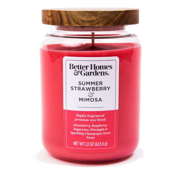 Better Homes & Gardens 22oz Summer Strawberry Mimosa Scented Single-Wick Jar Candle