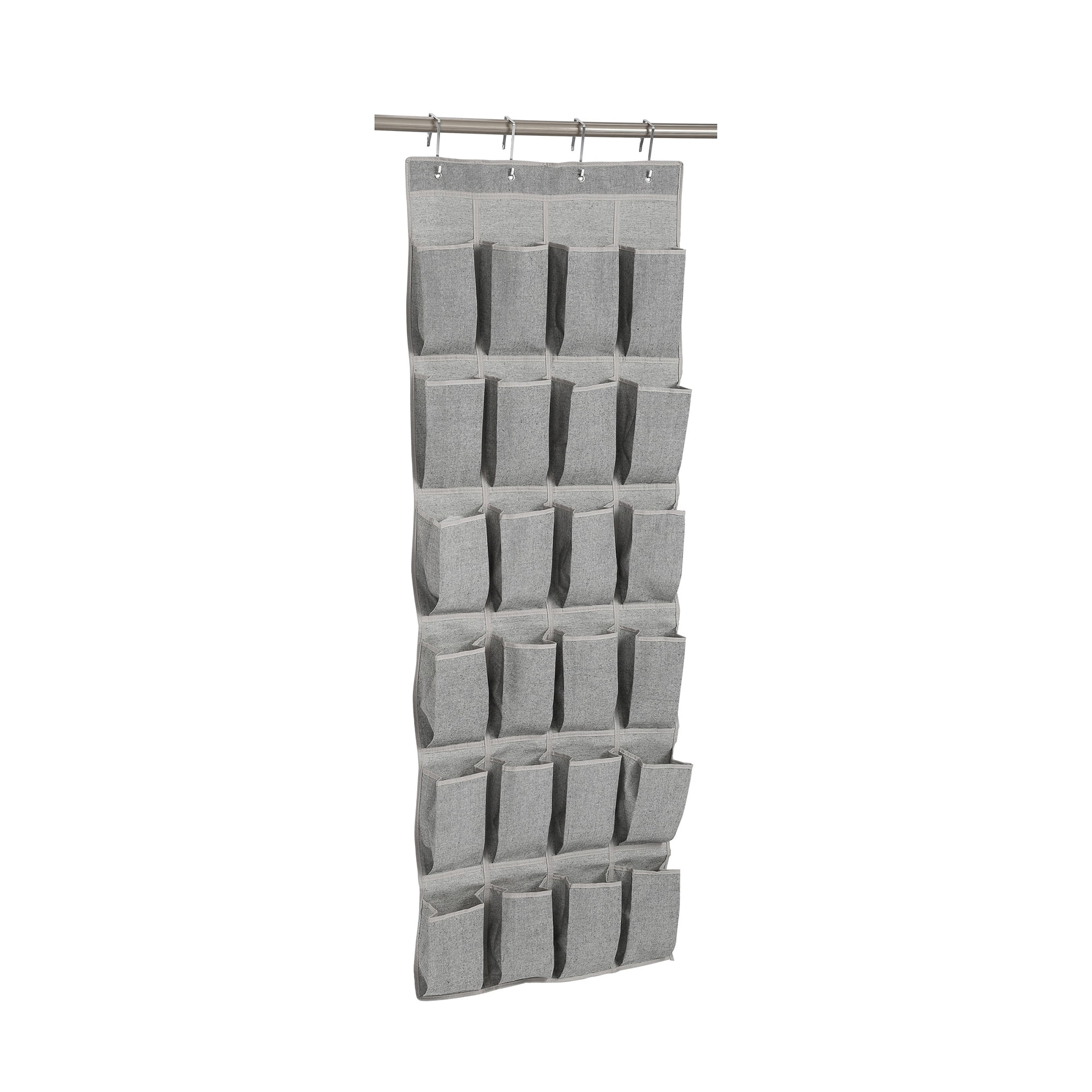 Better Homes & Gardens 24-Pocket Over-the-Door Shoe Organizer for Shoes and Accessories, Gray
