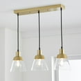 thumbnail image 1 of Better Homes & Gardens 25" Architectural 3-Light Island Pendant Light, Gold Finish Clear Glass Shades, 1 of 10