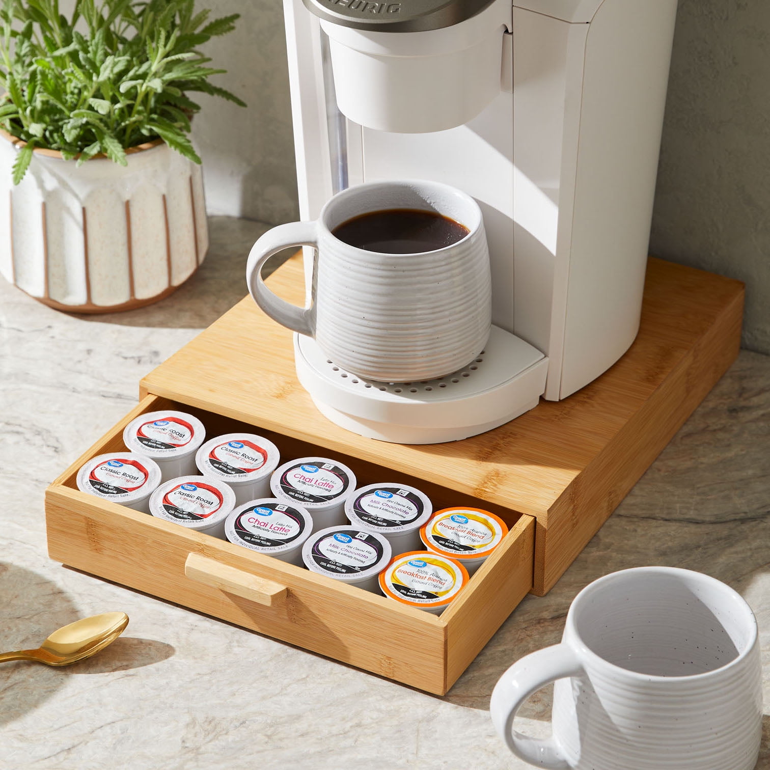 Better Homes & Gardens 25 Capacity Bamboo K-Cup and Beverage Organizer, Natural - Walmart.com