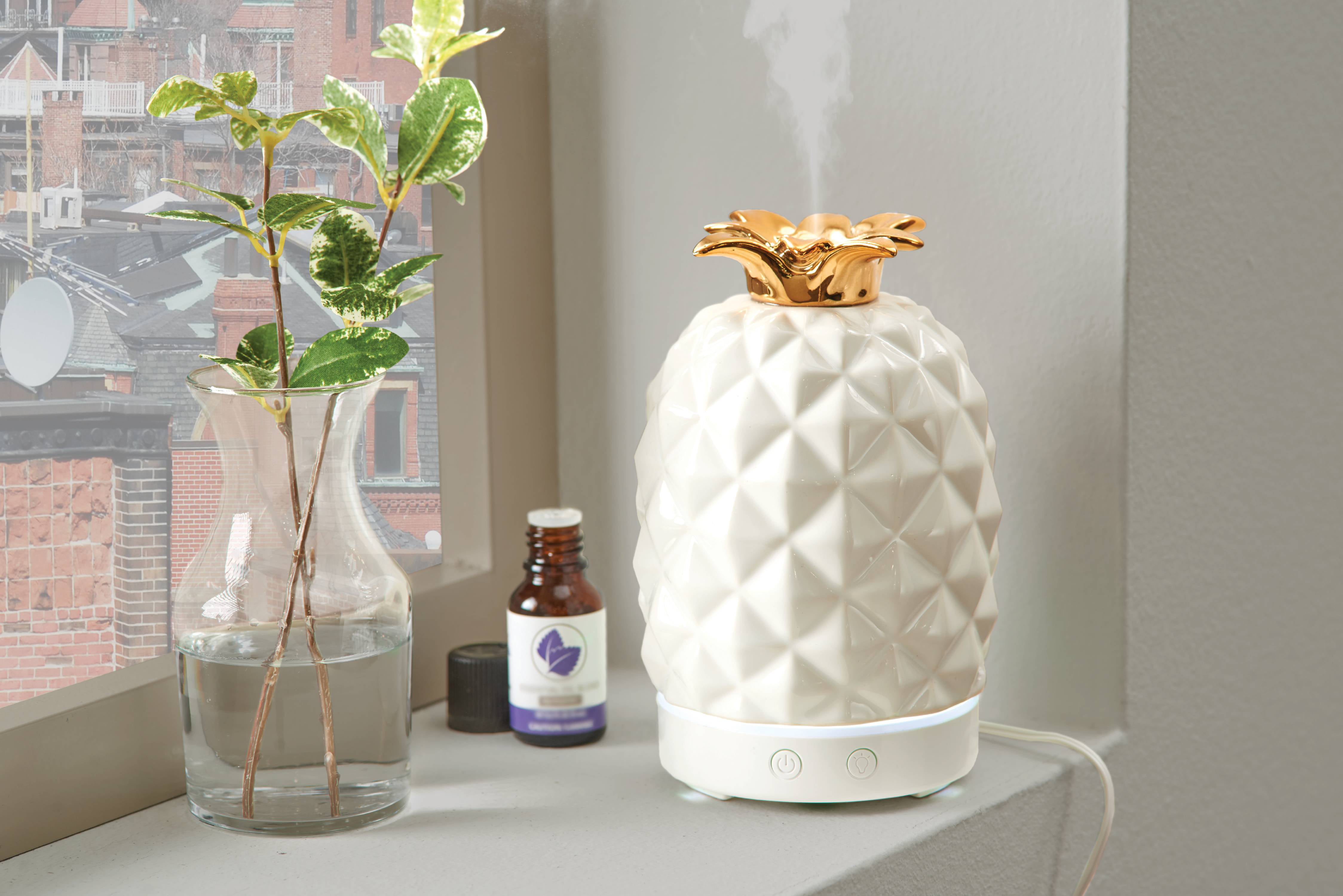 Sparoom Aloha Ceramic Pineapple Ultrasonic Aromatherapy Diffuser