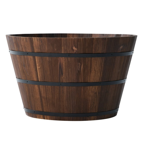 Better Homes & Gardens 26 in Wood Whiskey Barrel Planter