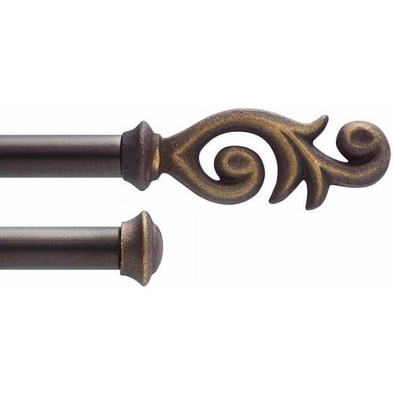 48 - 84 Brushed Nickel Finial Curtain Rod Natural Wood - Pillowfort