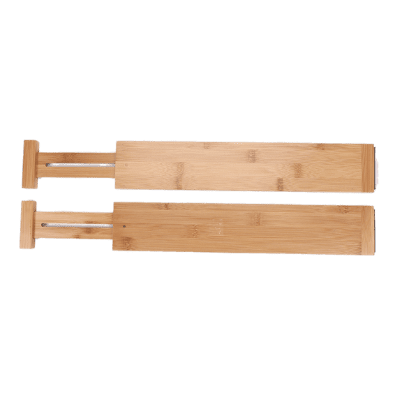 Better Homes & Gardens 2PC Bamboo Kitchen Organizer Expandable Drawer Dividers, 17.5-22.8x0.59x3.1in