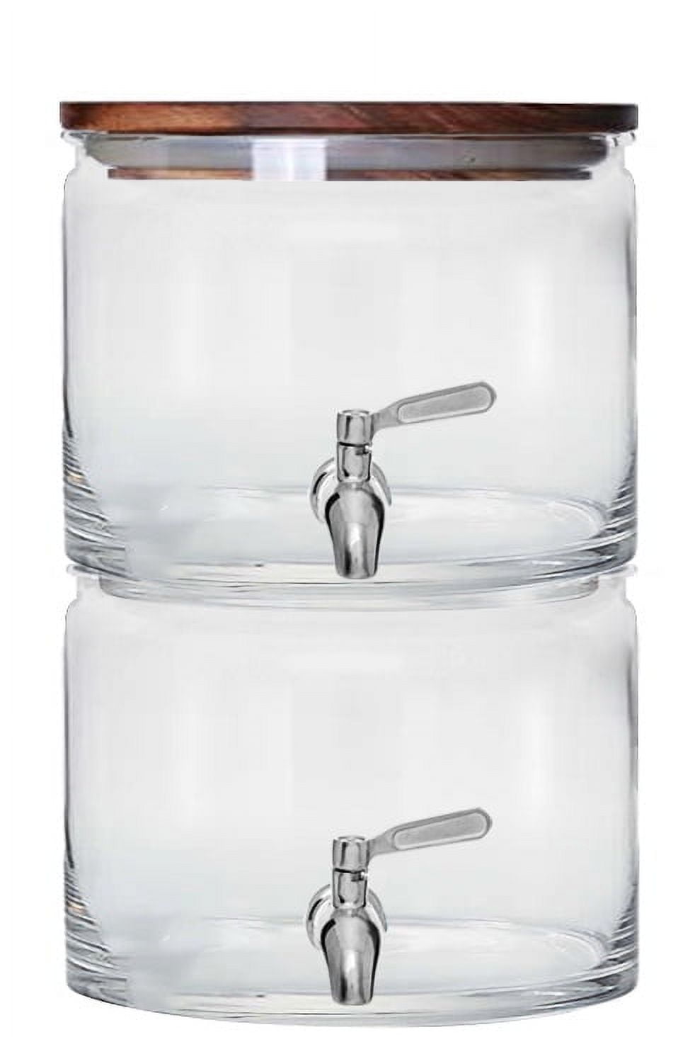 Better Homes & Gardens 240oz Stacking Glass Beverage Dispenser with Acacia Wood Lid
