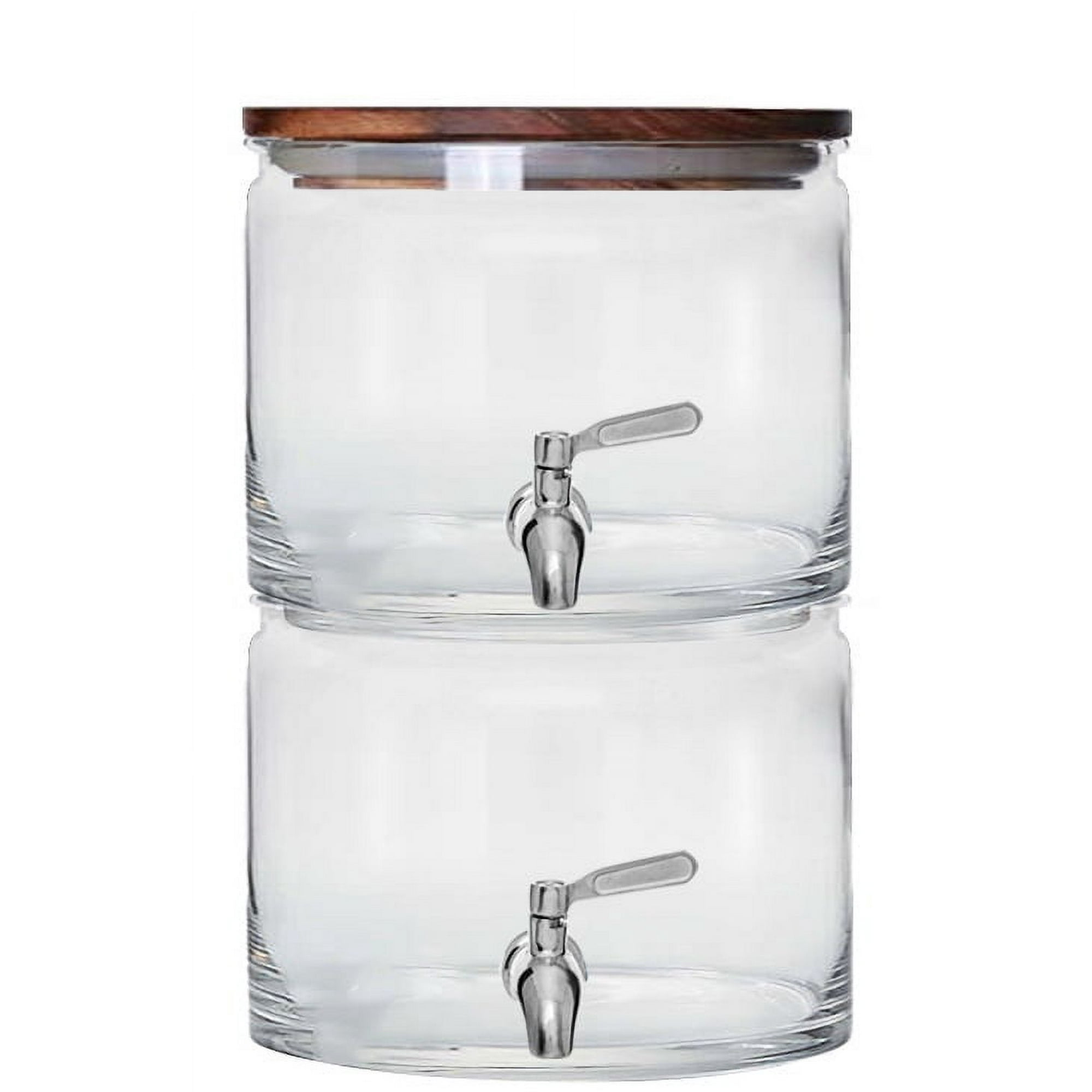 Better Homes & Gardens 240oz Stacking Glass Beverage Dispenser with Acacia Wood Lid