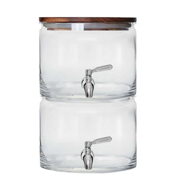 Better Homes & Gardens 240oz Stacking Glass Beverage Dispenser with Acacia Wood Lid