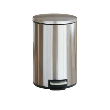 Better Homes & Gardens 3.1 Gallon Round Kitchen Step Trash Can Stainless Steel, Silver