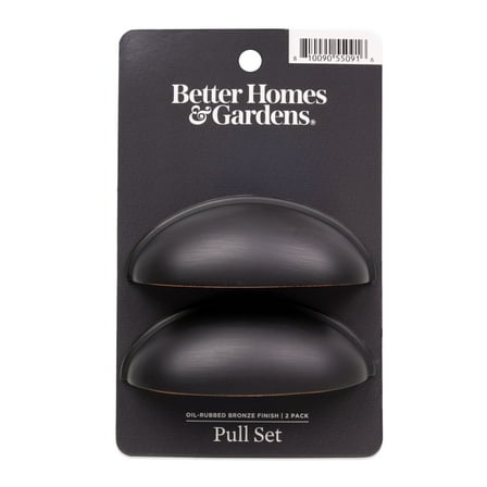 Better Homes & Gardens 3" (76mm) Center-to-Center Cup Pull, Oil Rubbed Bronze, 2 Pack