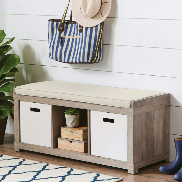 Better Homes & Gardens 3-Cube Shoe Storage Bench, Rustic Gray