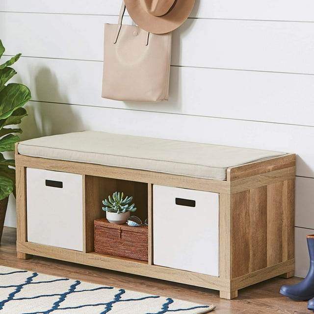 Better Homes & Gardens 3-Cube Shoe Storage Bench, Weathered