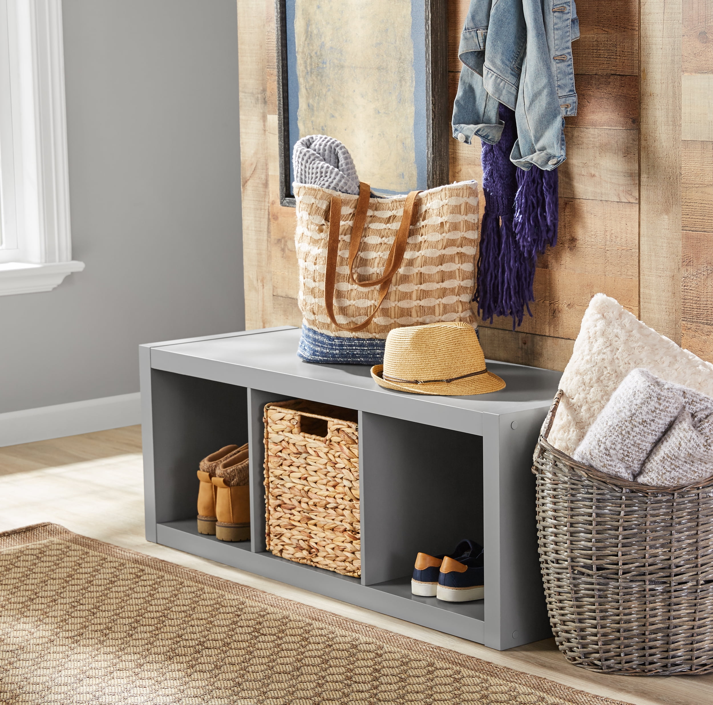 Better Homes & Gardens 3-Cube Storage Organizer, Rustic Gray 