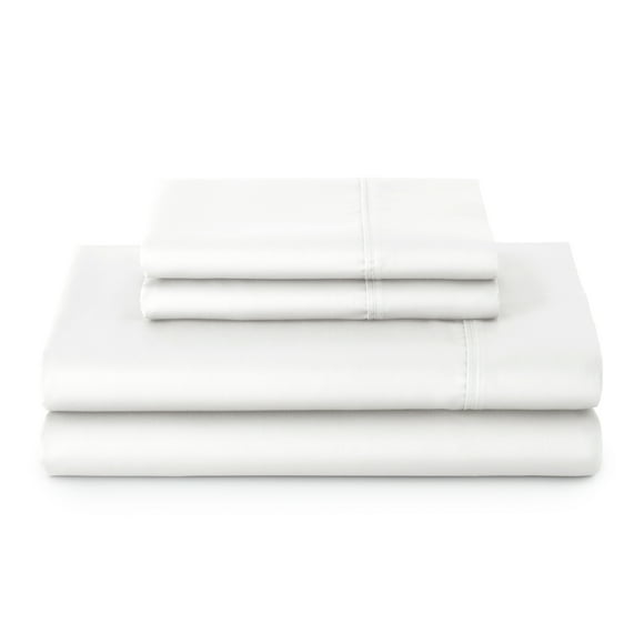 Better Homes & Gardens 3-Piece 300 Thread Count Arctic White Cotton Sateen Bed Sheet Set, Twin