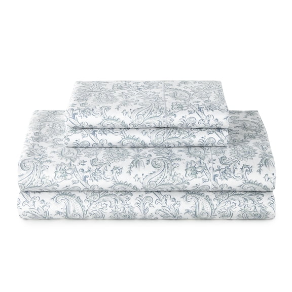 Better Homes & Gardens 4-Piece 400 Thread Count Paisley Green River Performance Bed Sheet Set, Twin